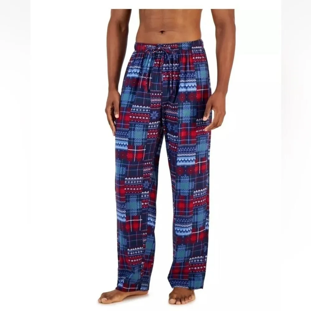 🎄 Club Room Men's Patchwork Flannel Pajama Pants, holiday pants, Christmas New